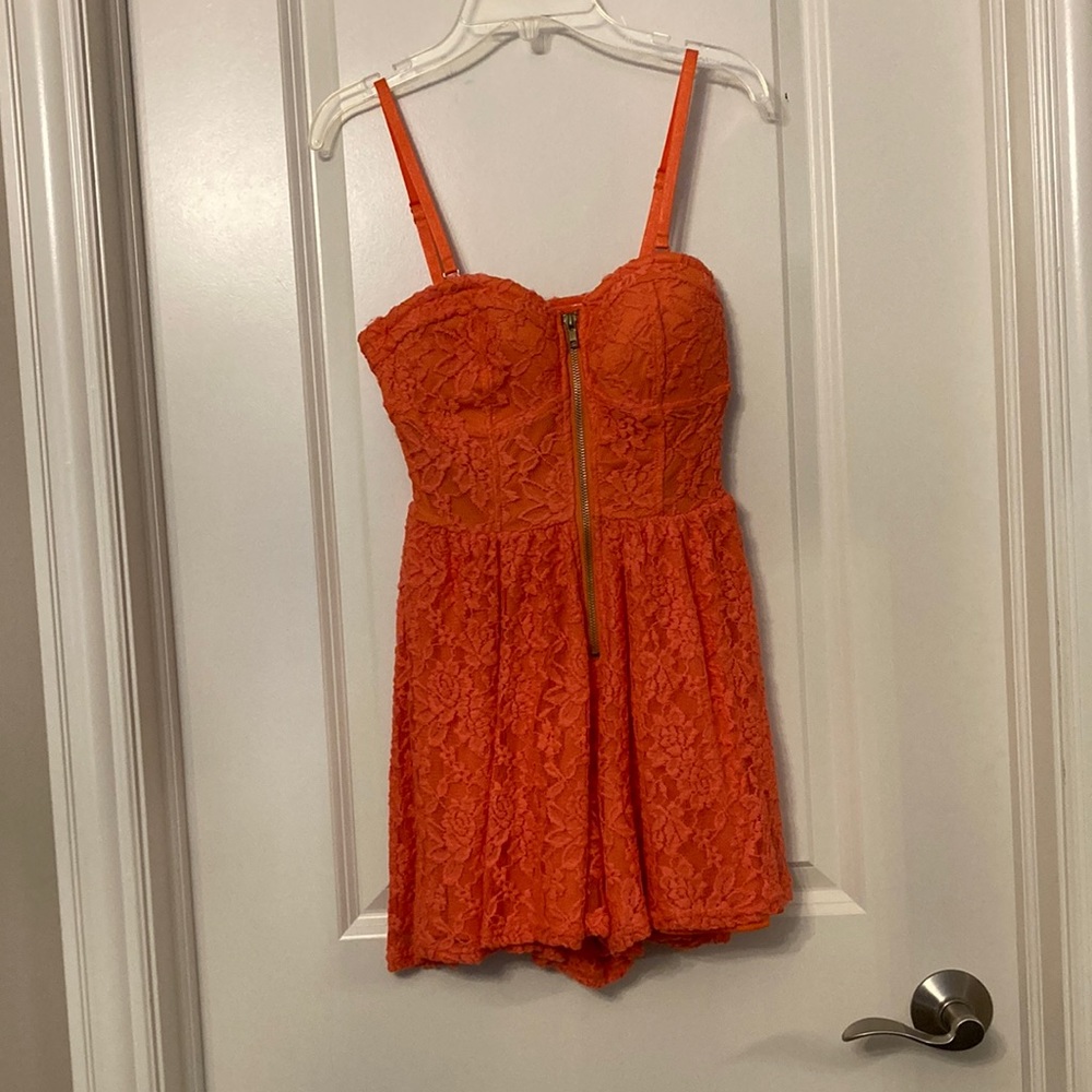 Orange Material Girl Dress with Zipper